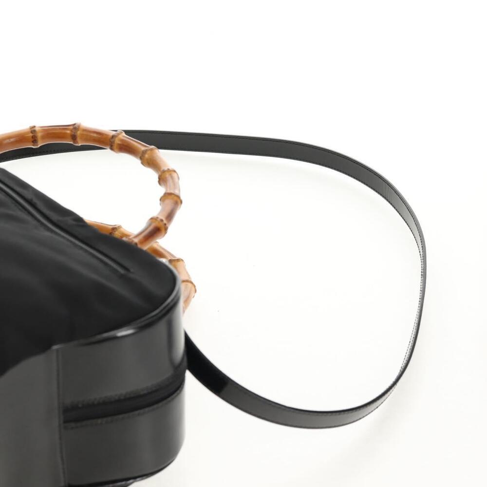 GUCCI Bamboo Hand Bag Nylon Enamel Black Silver 002 2040 0430 Auth bs31639 - Picture 15 of 16